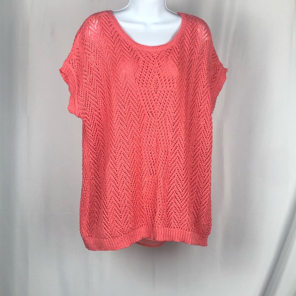 Christopher &  Banks Coral Split Back Sweater XL